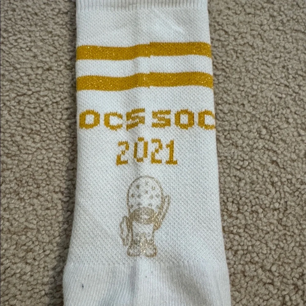 Crocs Socks 2021 White/Gold Shimmer Large